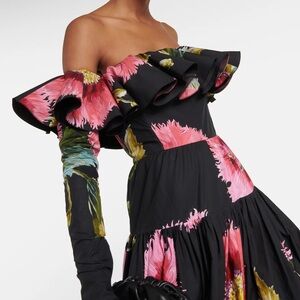 Giambattista Valli Off-shoulder Floral Cotton Maxi Dress Size 40